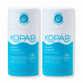Kopari Aluminum Free Coconut Deodorant, Non Toxic & Clean Plant-Based, No Aluminum, Parabens or Baking Soda, Long Lasting Protection, Original 2 Pack
