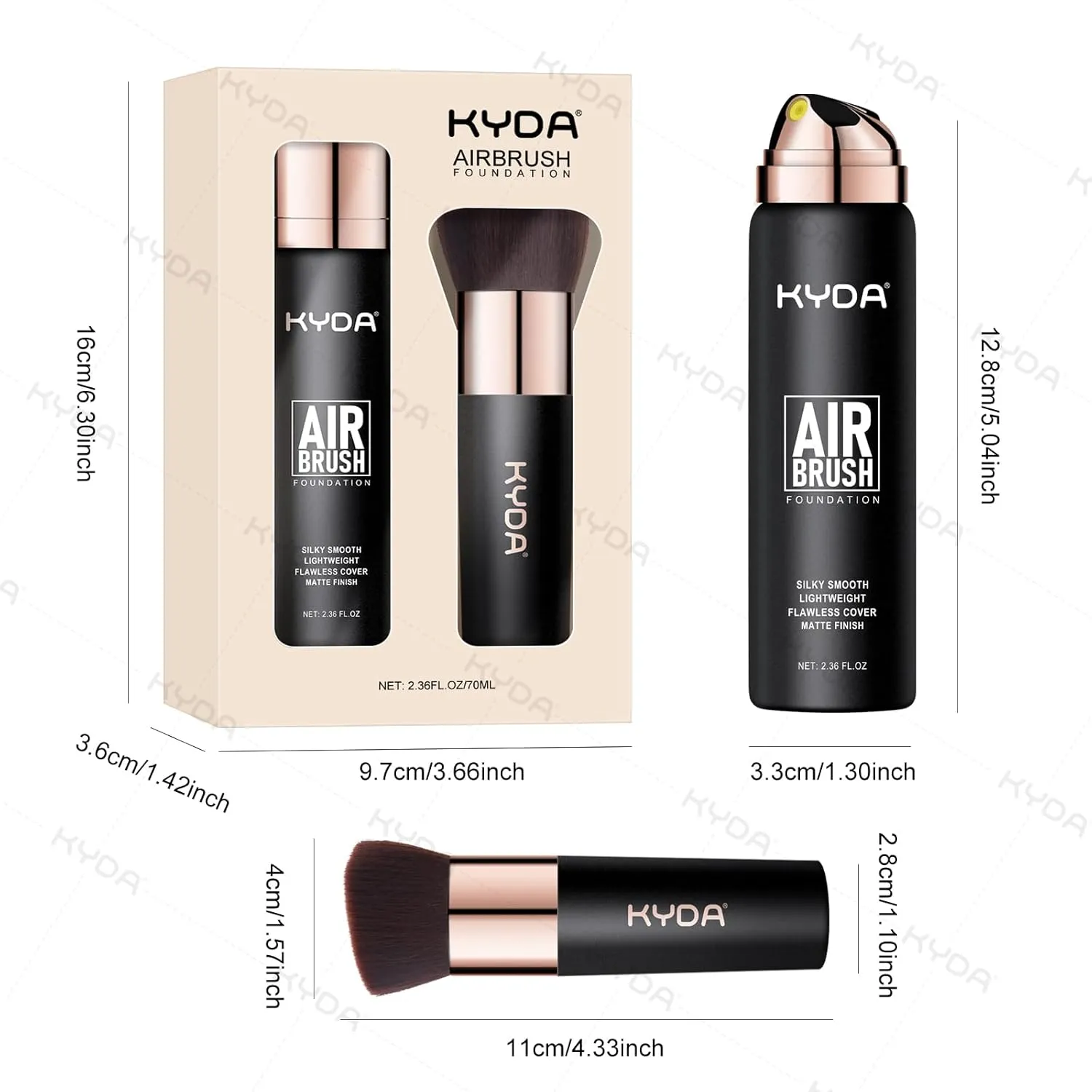 KYDA AirBrush Foundation Spray, Silky Foundation Mist Makeup, Flawless Coverage for Smooth Creamy Nude Finish, Breathable Blendable Lasting Formula, Moisturizing Makeup Primer-#310 Sunny Beige