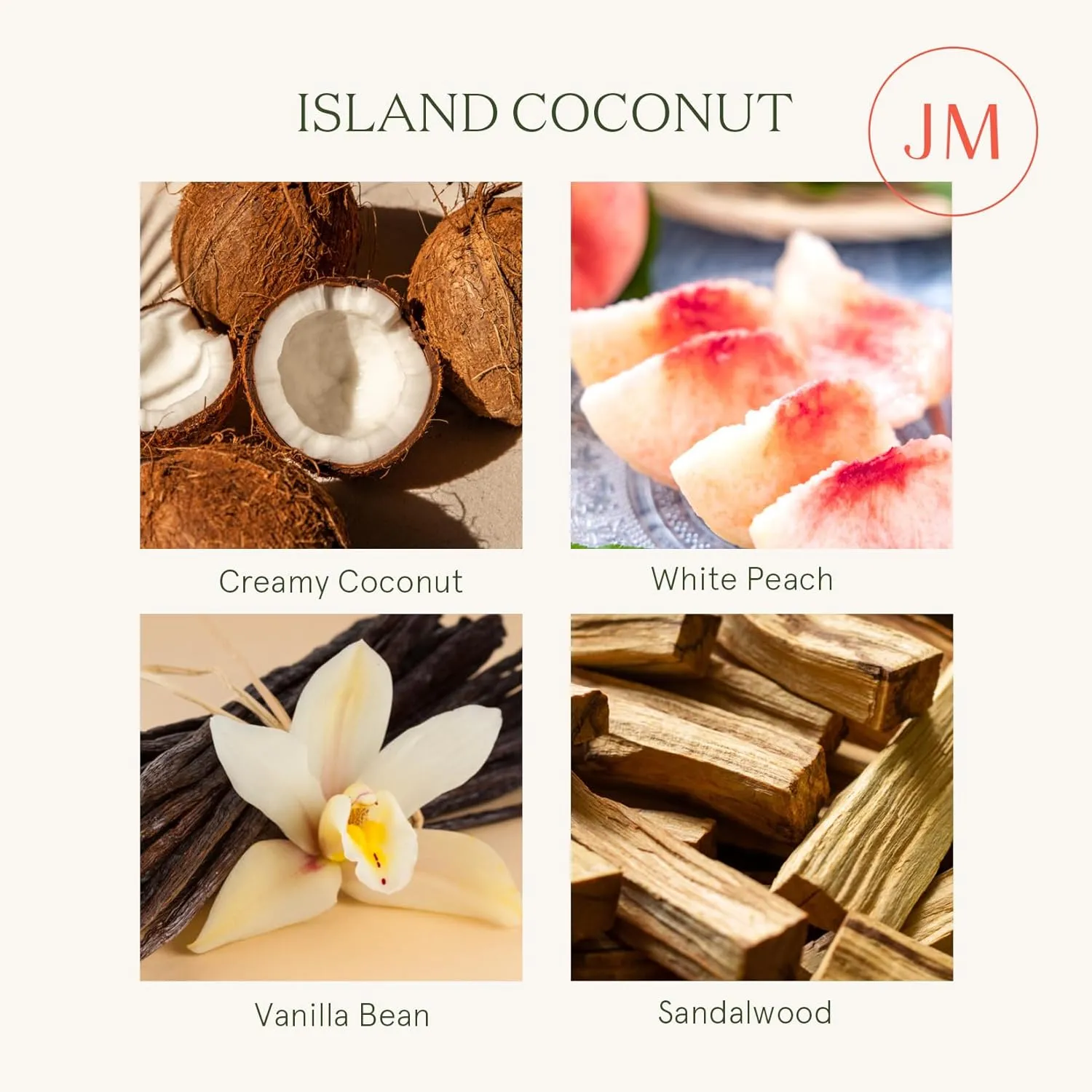 LA JOLIE MUSE Vanilla Coconut Scented Candles, Island Coconut Candles for Home Scented, Luxury Candles Gifts for Mom, Natural Soy Wax Candle, 6 oz 40 Hours Burn