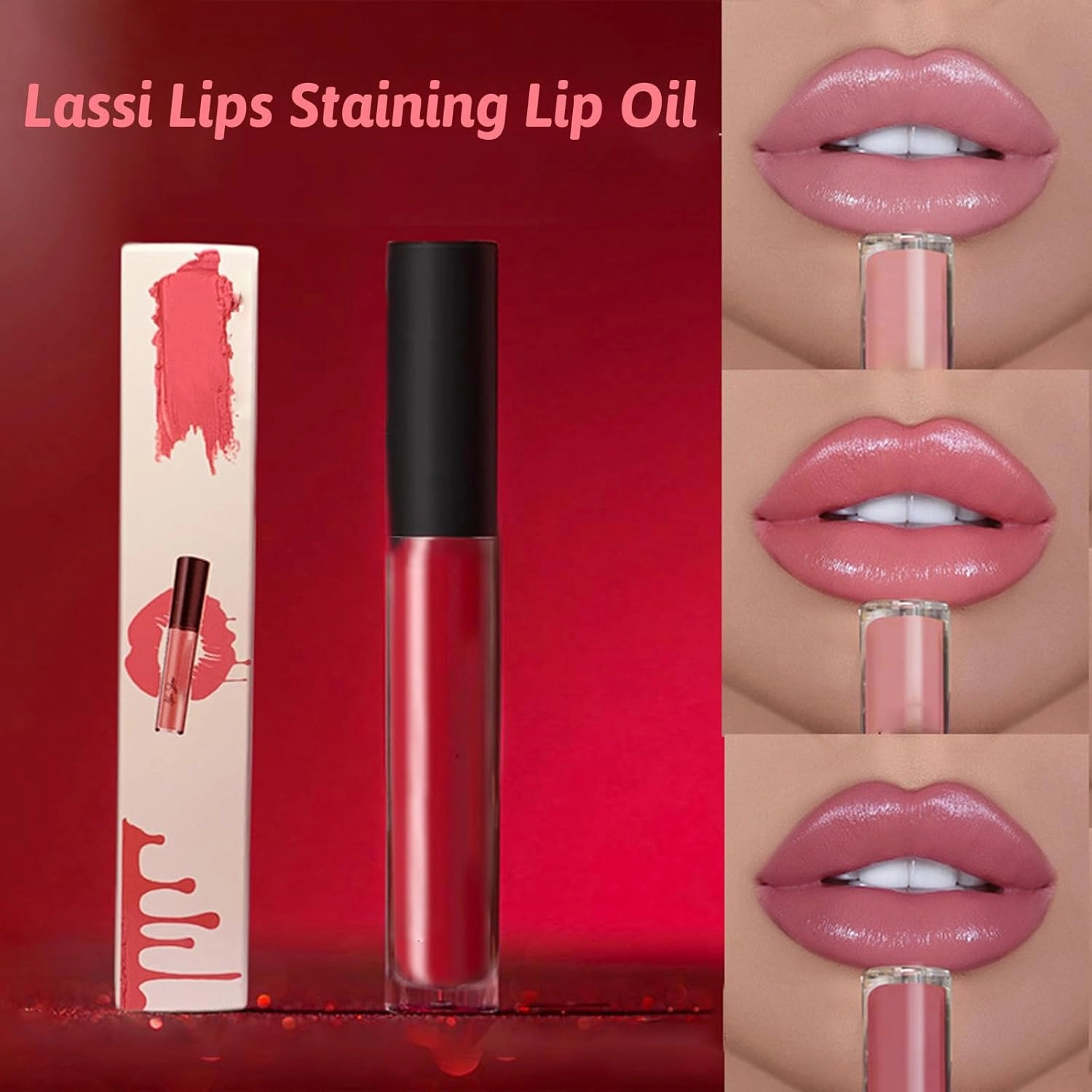 Lassi Lips Staining Lip Oil, Beryse Lip Stain Oil Sweet Rose, Kulti Lassi Lip Tint Lips Oil, Hailnrothwad 12 Colors Lip, Long-Lasting Moisturizing Non-stick to Cup (#5#6#7#8)