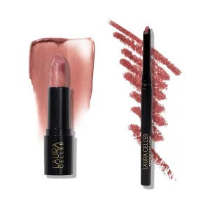 LAURA GELLER NEW YORK Italian Marble Sheer Lipstick, Al Fresco   Modern Classic Lip Liner, Major Mauve