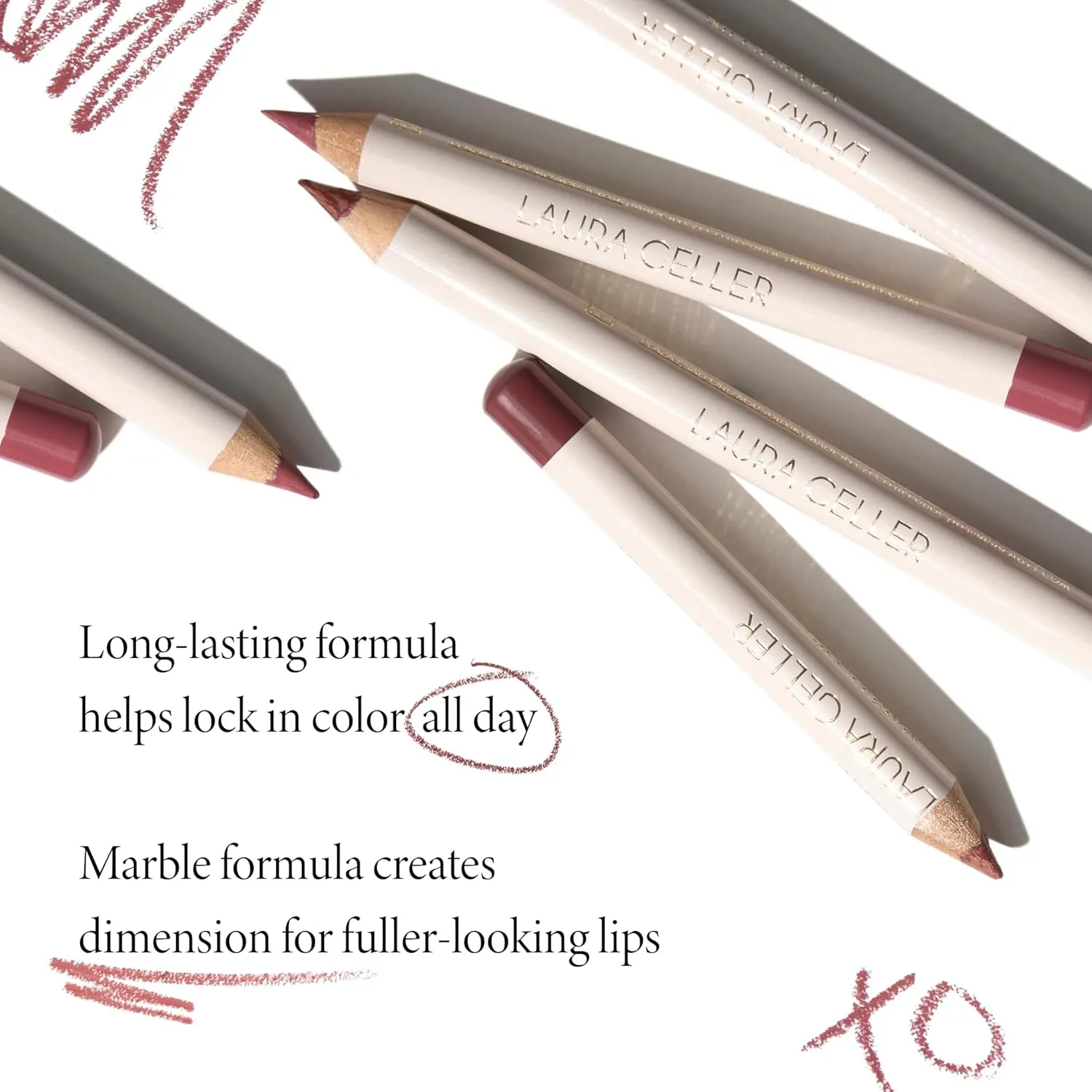 LAURA GELLER NEW YORK Marble Lips Multidimensional Liner, Tranquil Terracotta - Marbleized Smooth Glide Sharpenable Lip Liner for Fuller Lips