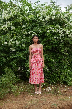 Le Blush Fleur Noodle Strap Crop Top