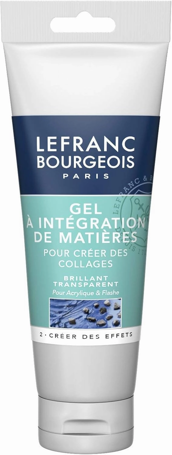 Lefranc & Bourgeois Painting Materials for creating Collagen, Brillant Shine Gel, Clear, Vergilbender Finish 120 ml Bottle