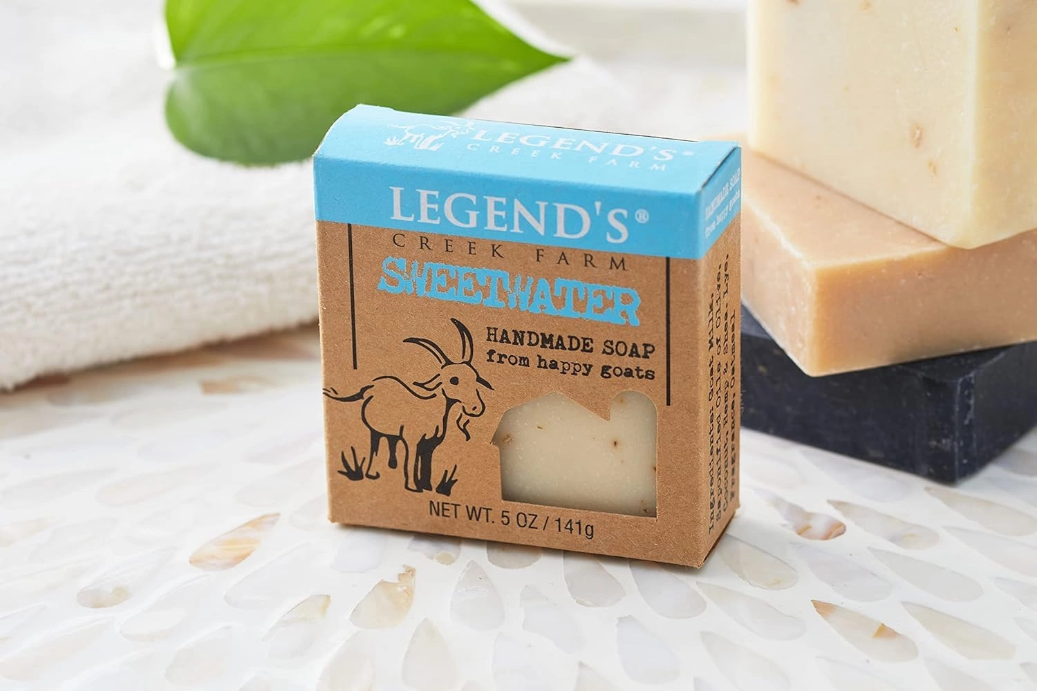 Legend's Creek Farm Goat Milk Soap - Cleansing Moisturizing Soap Bar for Hands and Body - 5 Oz Creamy Lather, Nourishing, Gentle Natural Soap for Sensitive Skin (Sweetwater, Pack of 3)