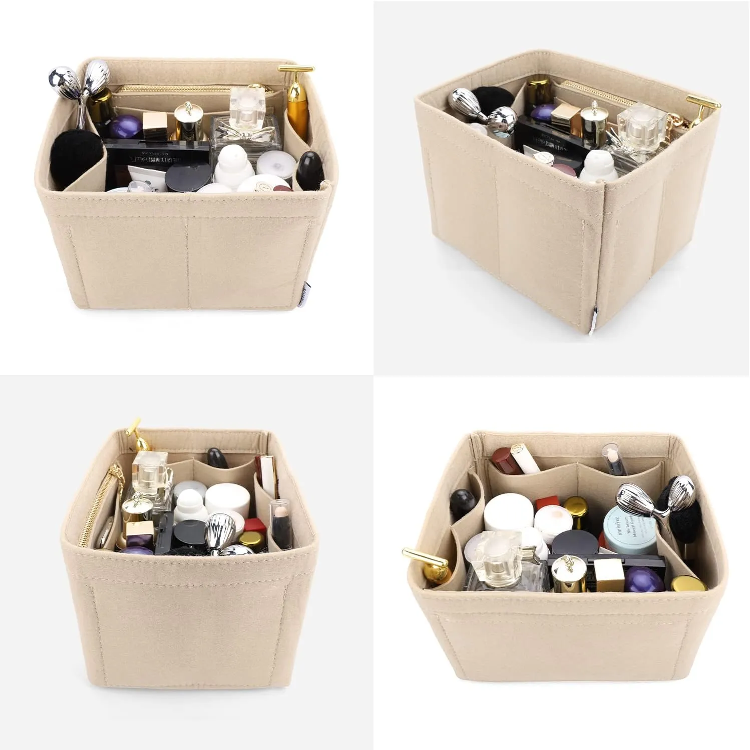 LEXSION Felt Purse Organizer Insert for Picotin 22,Bag Organizer with Detachable Zipper cover 8031 Beige L