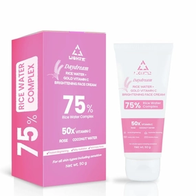 Ligh"tUp Daydream Rice Water Brightening Face Cream with 75% Rice Water Complex, Rose & Coconut Water | Korean Glass Glow | Shrink Pores | Oil Free & For All Skin Types | 50 g