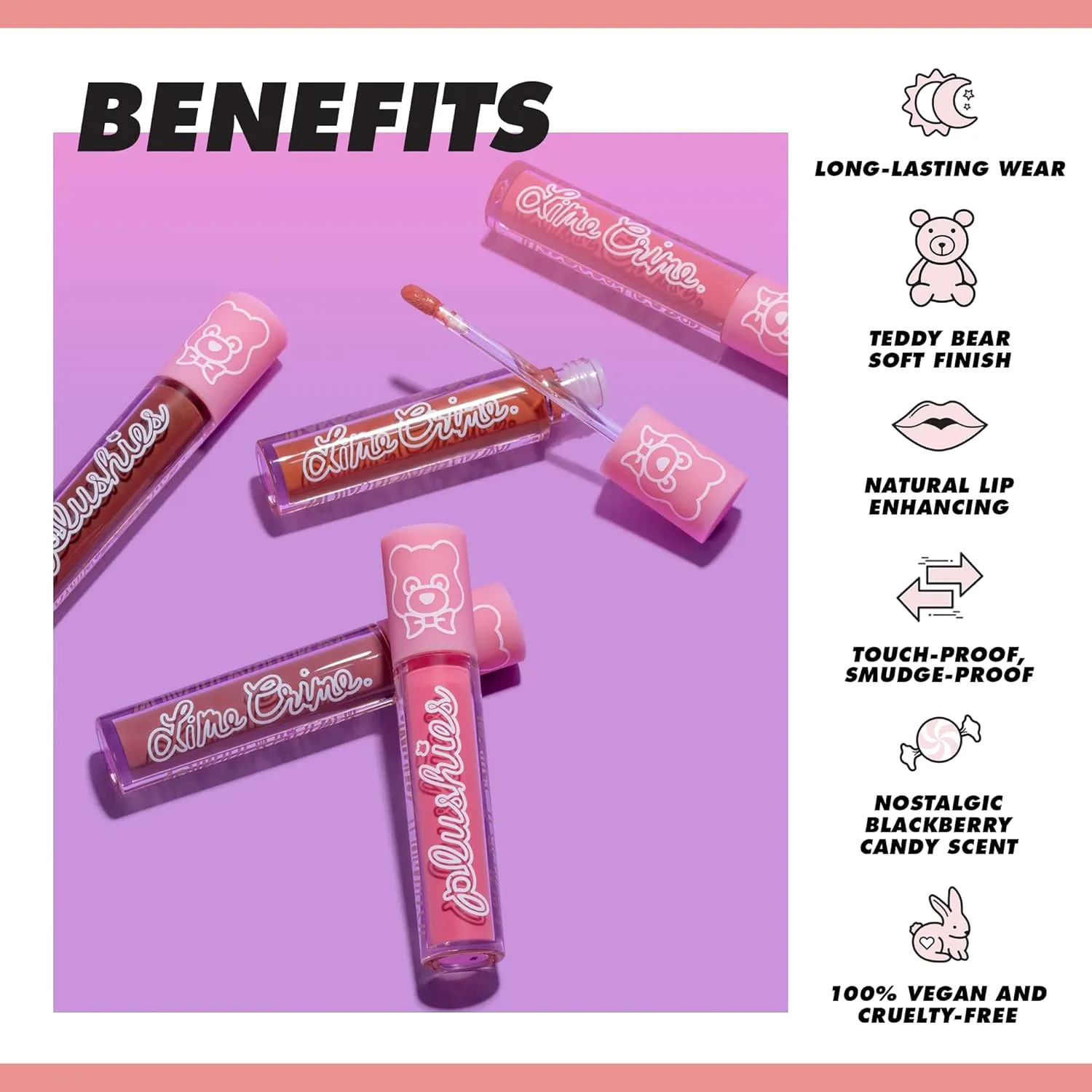 Lime Crime Plushies Soft Matte Lipstick, Pumpkin Latte (Brick Red) - Blackberry Candy Scent - Plush, Long Lasting & High Comfort for All-Day Wear - Talc-Free & Paraben-Free