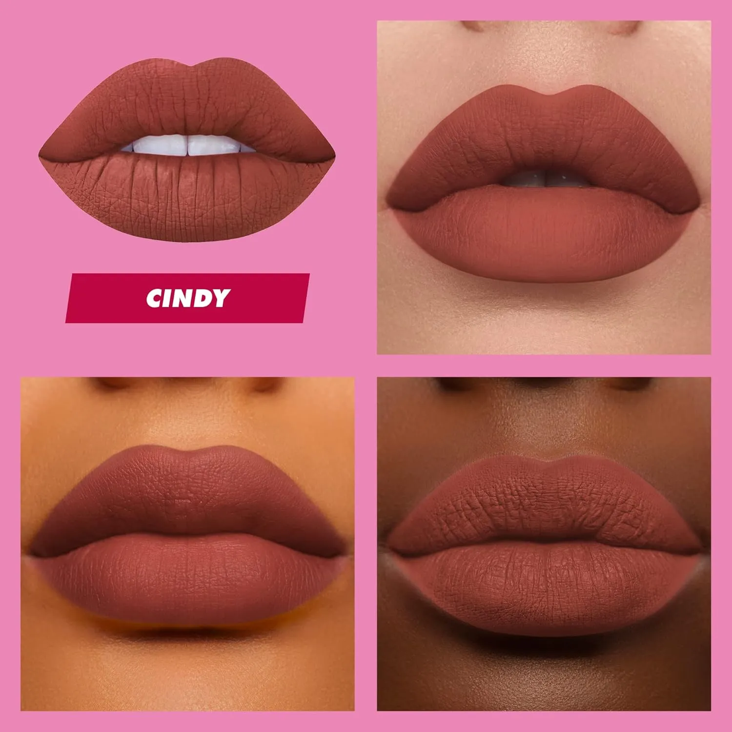 Lime Crime Velvetines Liquid Matte Lipstick, Cindy (Terracotta Brown) - Bold, Long Lasting Shades & Lip Lining - Stellar Color & High Comfort for All-Day Wear - Talc-Free & Paraben-Free