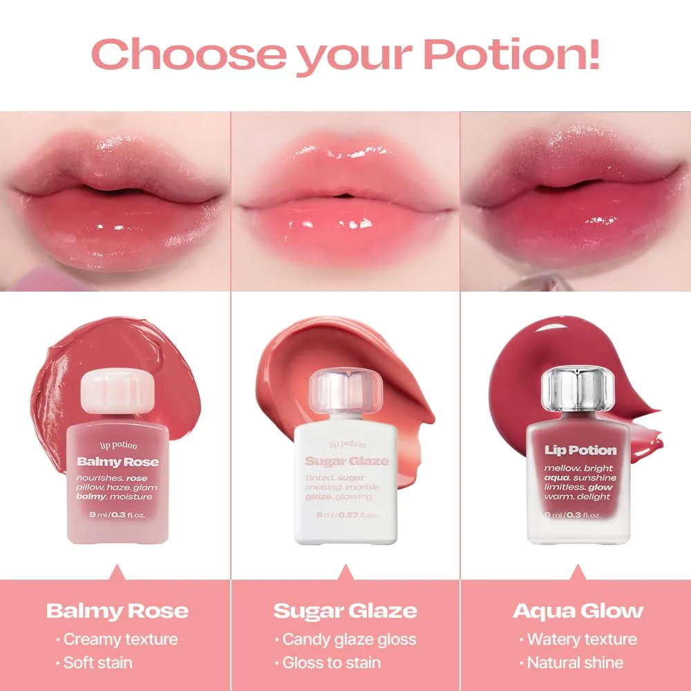 Lip Potion Aqua Glow No.5 Raspberry Soap | Hydrating, Non-Sticky Gloss with Sheer Radiance | 0.3 Oz