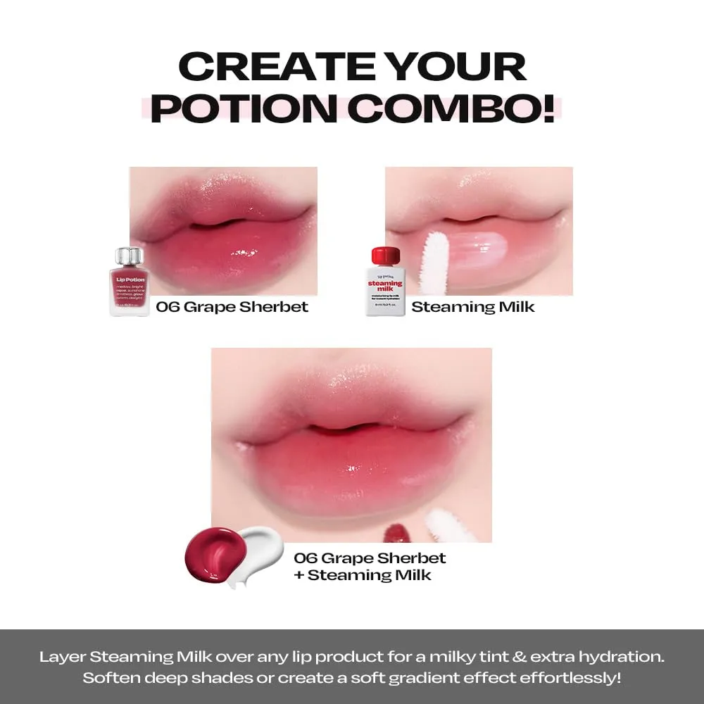 Lip Potion Aqua Glow No.5 Raspberry Soap | Hydrating, Non-Sticky Gloss with Sheer Radiance | 0.3 Oz