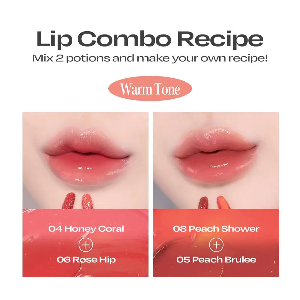 Lip Potion Balmy Rose | Creamy, Hydrating, Rosy Lip Tint with a Subtle Glow | 0.3 Oz (No.5 Peach Brulee)