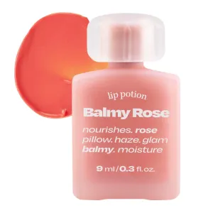 Lip Potion Balmy Rose | Creamy, Hydrating, Rosy Lip Tint with a Subtle Glow | 0.3 Oz (No.8 Peach Shower)