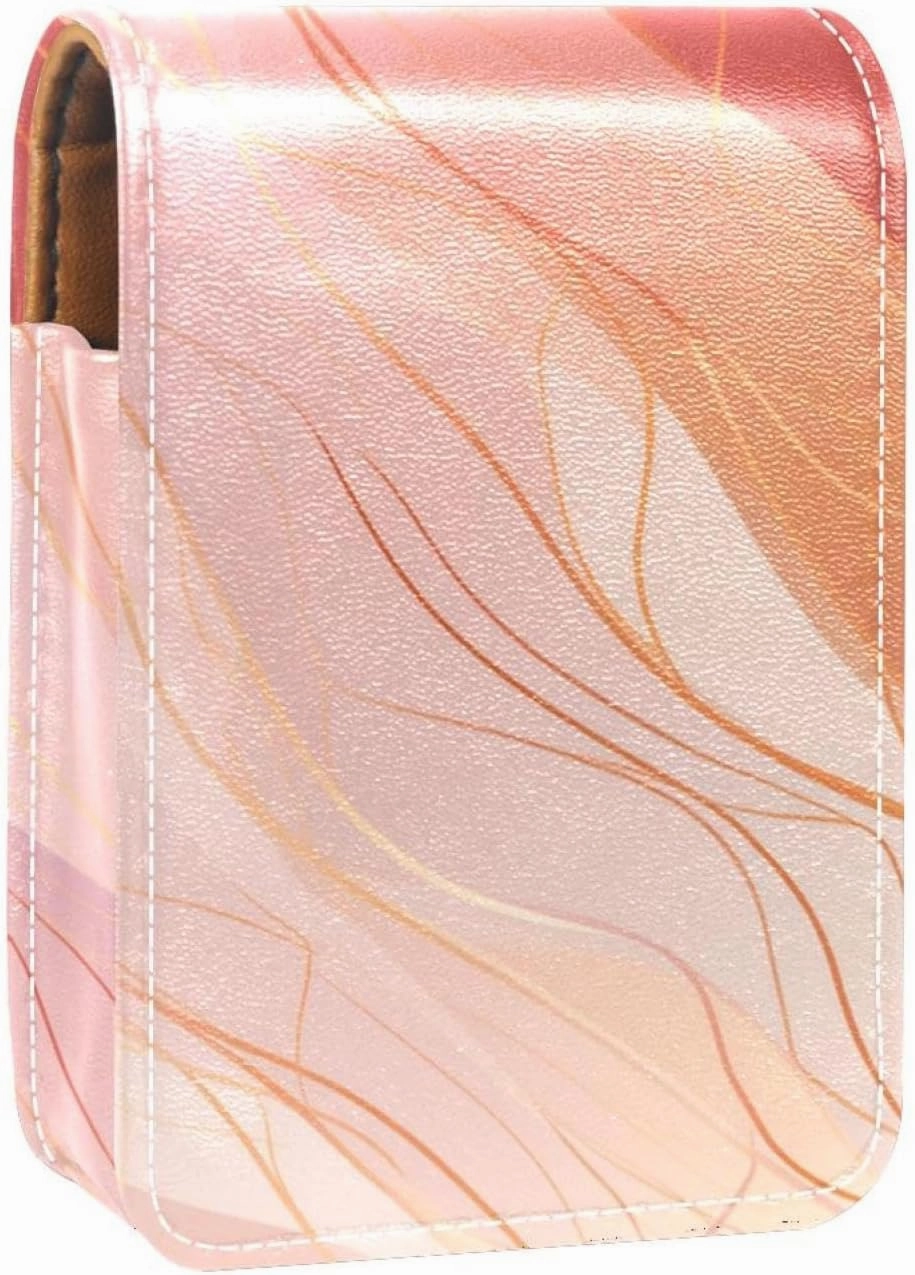 Lipstick Case,Portable Makeup Bag Cosmetic Pouch,Lipstick Holder Makeup Organizer,Abstract Marble Print Rose Gold