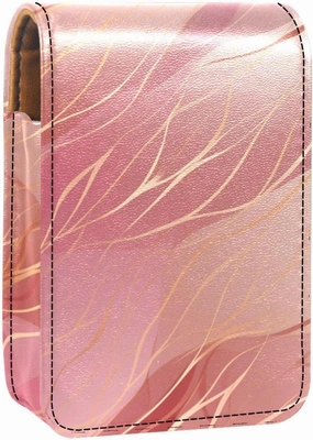 Lipstick Case,Portable Makeup Bag Cosmetic Pouch,Lipstick Holder Makeup Organizer,Abstract Marble Print Rose Gold