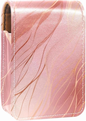 Lipstick Case,Portable Makeup Bag Cosmetic Pouch,Lipstick Holder Makeup Organizer,Abstract Marble Print Rose Gold