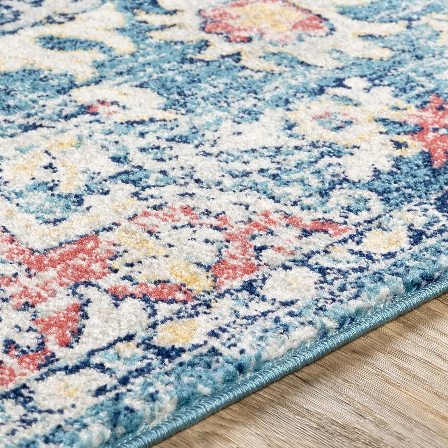 Livabliss Odelia Vintage Bohemian Area Rug,6'7" x 9',Blue/Blush