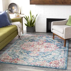 Livabliss Odelia Vintage Bohemian Area Rug,6'7" x 9',Blue/Blush
