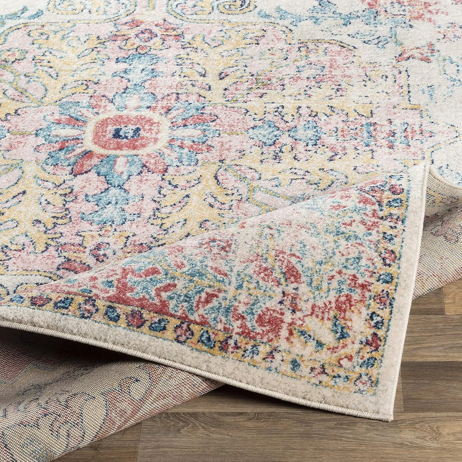 Livabliss Odelia Vintage Bohemian Area Rug,6'7" x 9',Blush/Yellow