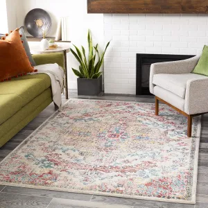 Livabliss Odelia Vintage Bohemian Area Rug,6'7" x 9',Blush/Yellow
