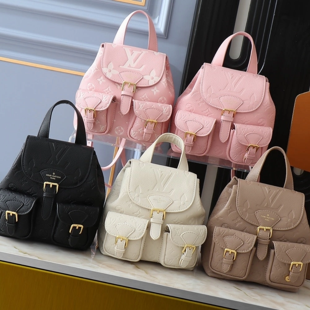 LV BACKUP BICOLOR MONOGRAM EMPREINTE LEATHER PINK AND BEIGE 20CM M12987