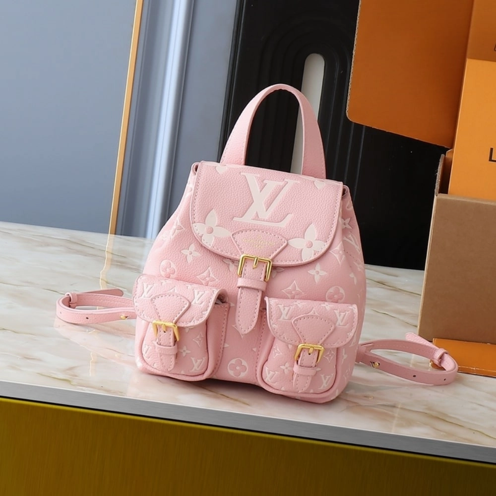 LV BACKUP BICOLOR MONOGRAM EMPREINTE LEATHER PINK AND BEIGE 20CM M12987