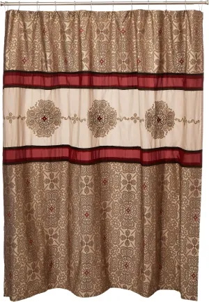 Madison Park Donovan Design Weave Red Shower Curtain, Jacquard Traditional Shower Curtains for Bathroom, 72 X 72, Blush