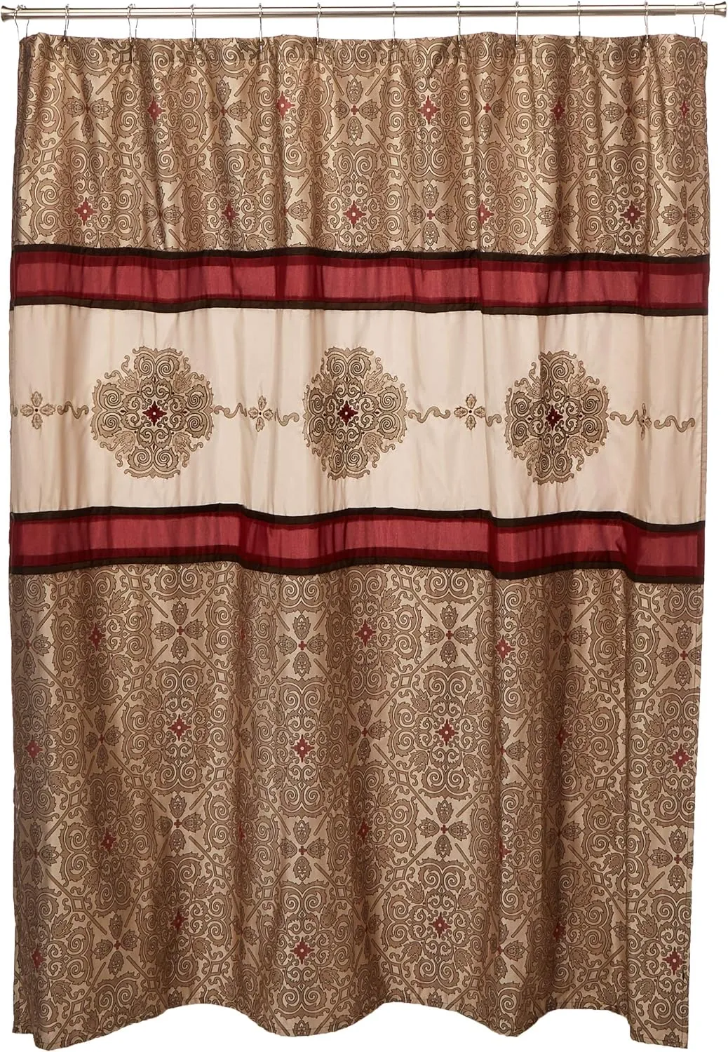 Madison Park Donovan Design Weave Red Shower Curtain, Jacquard Traditional Shower Curtains for Bathroom, 72 X 72, Blush