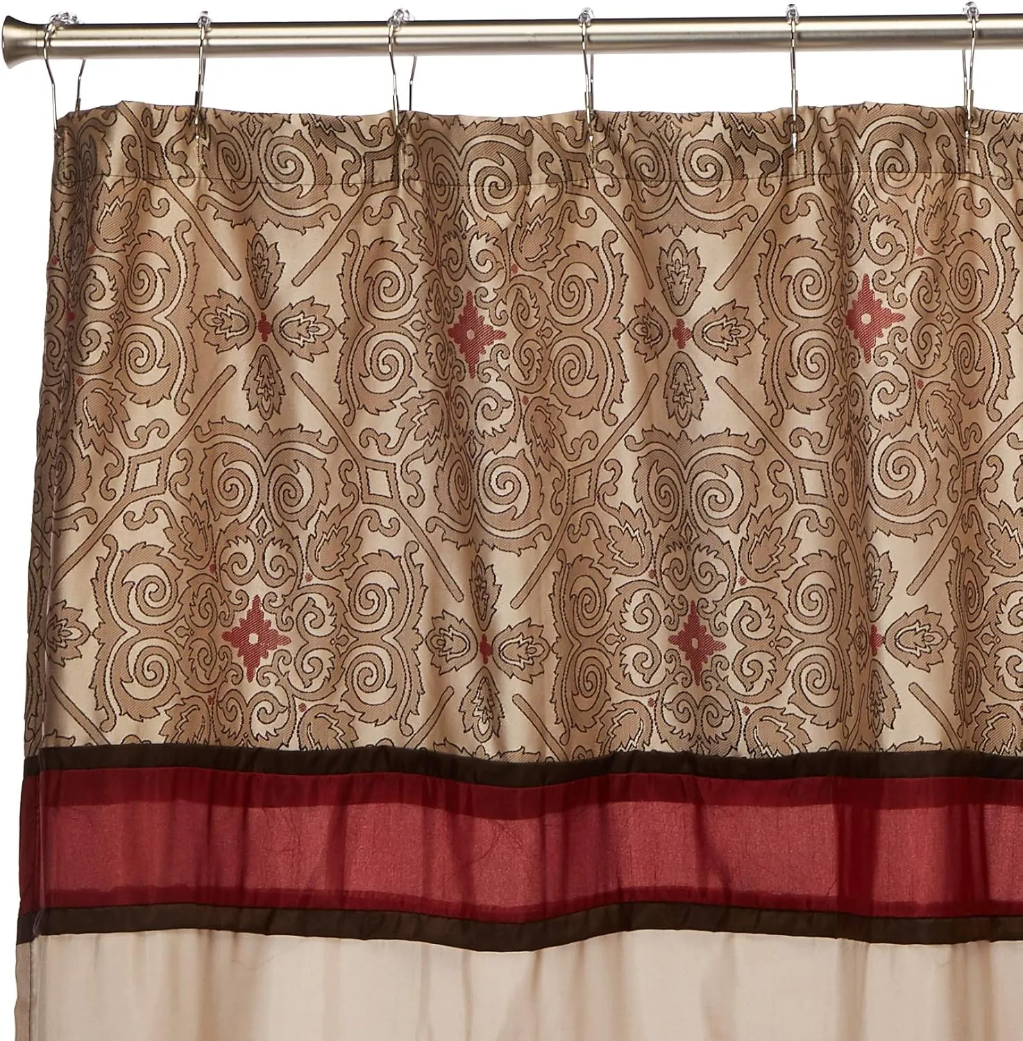 Madison Park Donovan Design Weave Red Shower Curtain, Jacquard Traditional Shower Curtains for Bathroom, 72 X 72, Blush