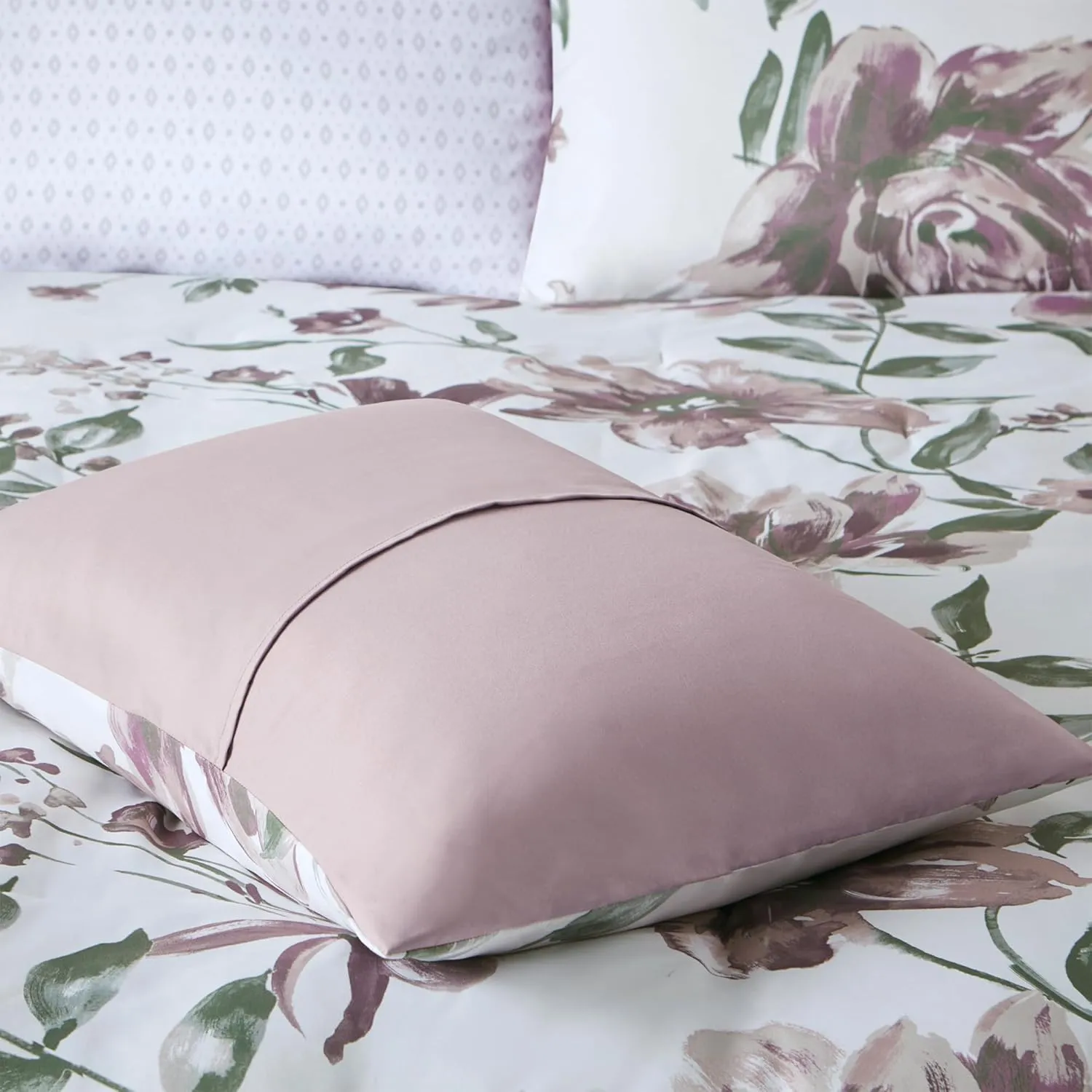 Madison Park Queen Comforter Set with Sheets, Floral Print, Microfiber Comforter for a Queen-Size Bed, Shabby Chic Bed in a Bag Set Diamond Printed Sheet, Alice, Queen Mauve 7 Piece