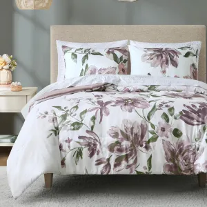 Madison Park Queen Comforter Set with Sheets, Floral Print, Microfiber Comforter for a Queen-Size Bed, Shabby Chic Bed in a Bag Set Diamond Printed Sheet, Alice, Queen Mauve 7 Piece