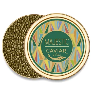 MAJESTIC Collection - Premium KALUGA Sturgeon Black Caviar - 1.8 oz / 50 g in Metal Jar - Kaluga Black Caviar with Classical Malossol Taste from Sturgeon Black Roe by Caviar d'Eden