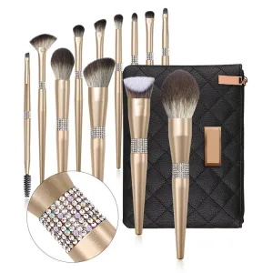 Makeup Brush Set 12PCS Bright Diamond-encrusted Brushes Female Cosmetic Tools