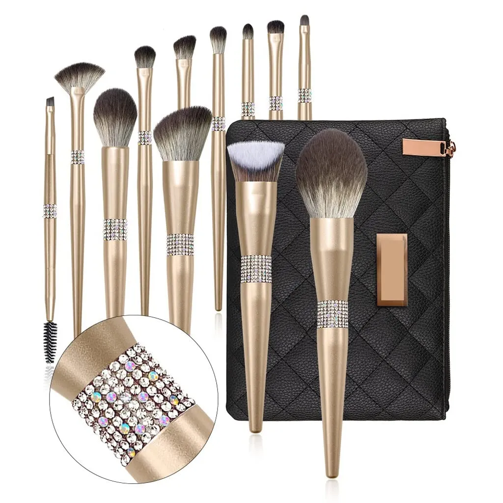 Makeup Brush Set 12PCS Bright Diamond-encrusted Brushes Female Cosmetic Tools