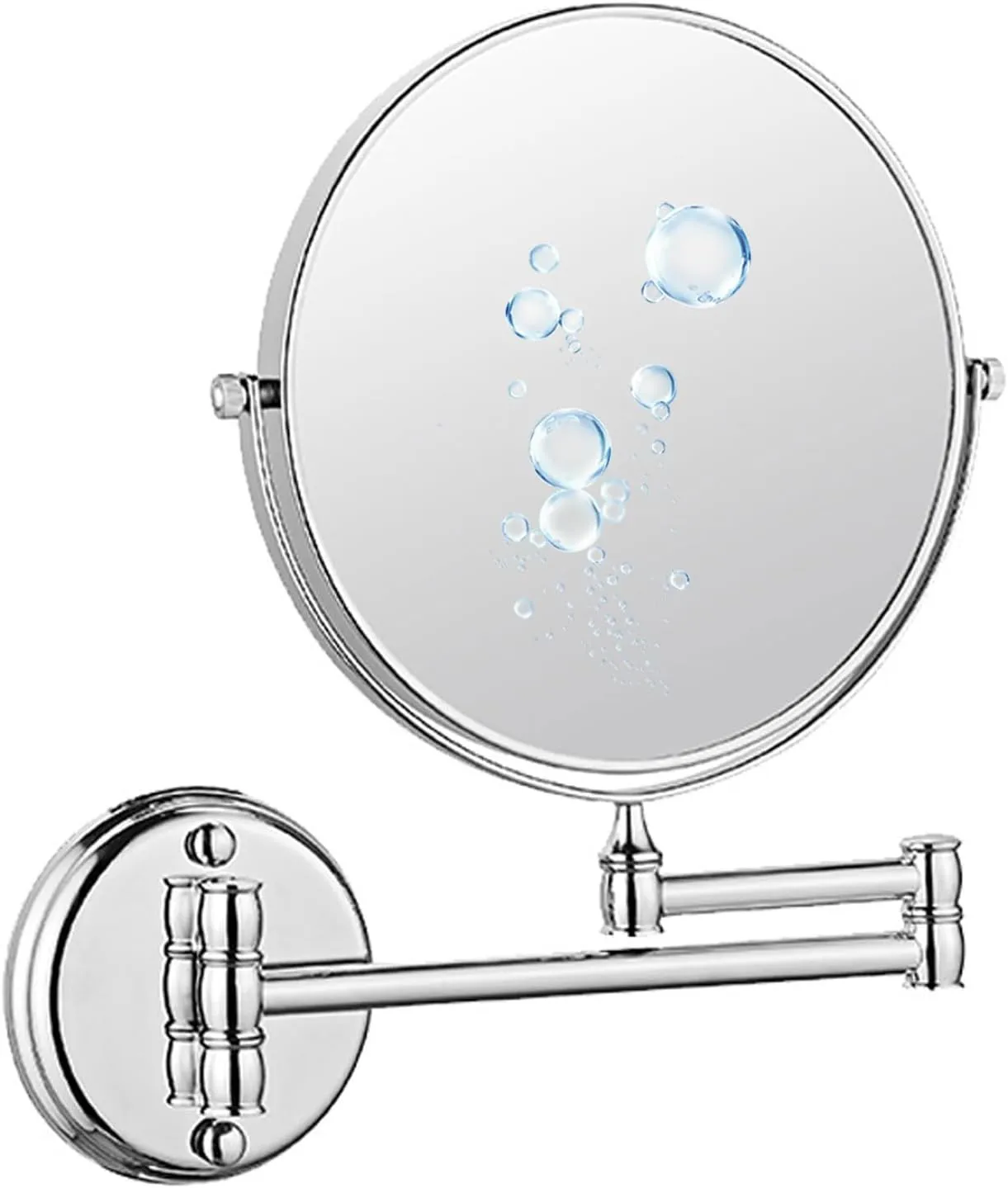 Makeup Mirror Wall Mounted, Cosmetic Mirror 3X/5X Magnification, 6 in Bathroom Shaving Vanity Mirror, Double Sided Vanity Mirror, Extendable Arm Cosmetic Mirror (Silver 3X)