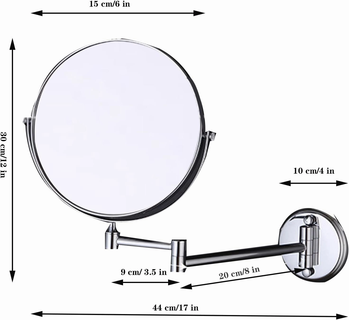 Makeup Mirror Wall Mounted, 360° Swivel Vanity Mirror, 6 in Extendable Long Arm Cosmetic Mirror, Cosmetic Mirror 3X/5X Magnification, for Shave, Put on Lipstick (Antique Copper 3X)
