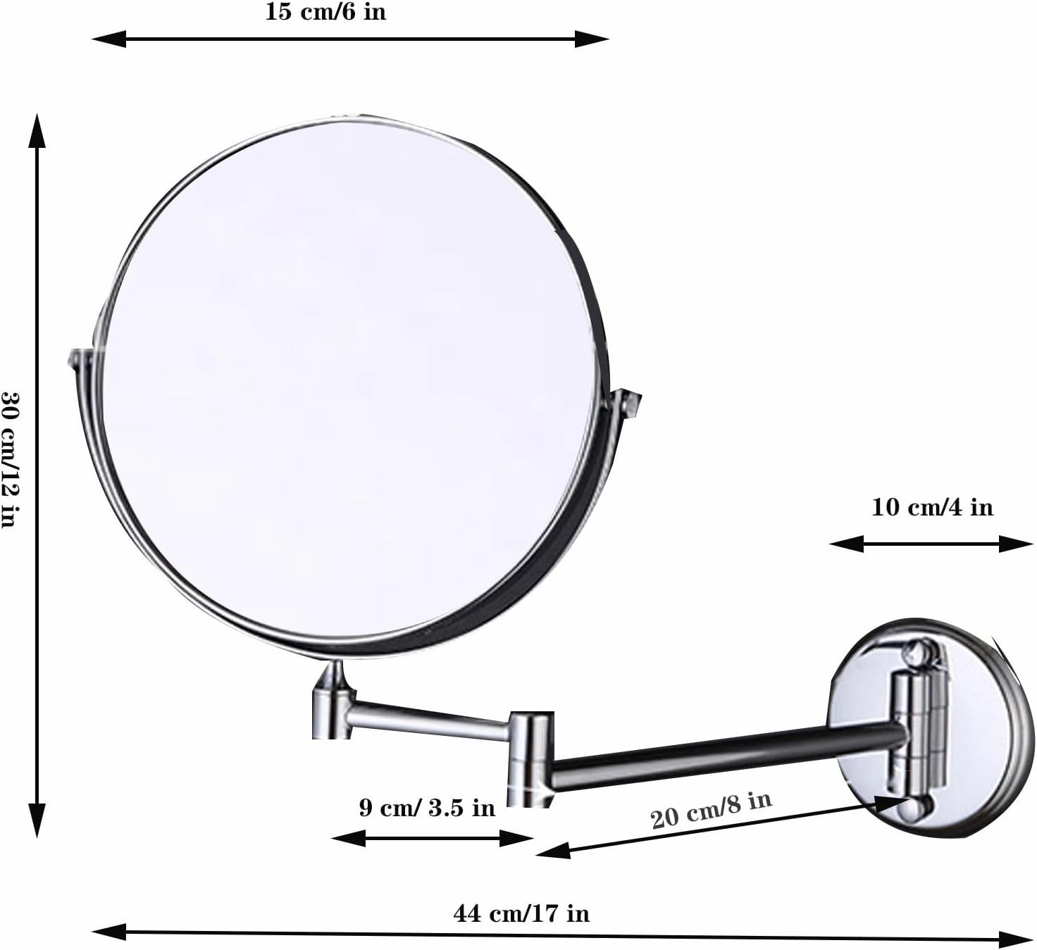 Makeup Mirror Wall Mounted, 360° Swivel Vanity Mirror, 6 in Extendable Long Arm Cosmetic Mirror, Cosmetic Mirror 3X/5X Magnification, for Shave, Put on Lipstick (Gold 3X)