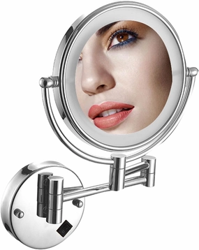 Makeup Mirror Wall Mounted, Bathroom Mirrors with LED Light, 3X/5X/7X/10X Magnifying Makeup Mirror, Double Sided Swivel Makeup Mirro, for Make up, Shave Wait (Silver Plug 7X)