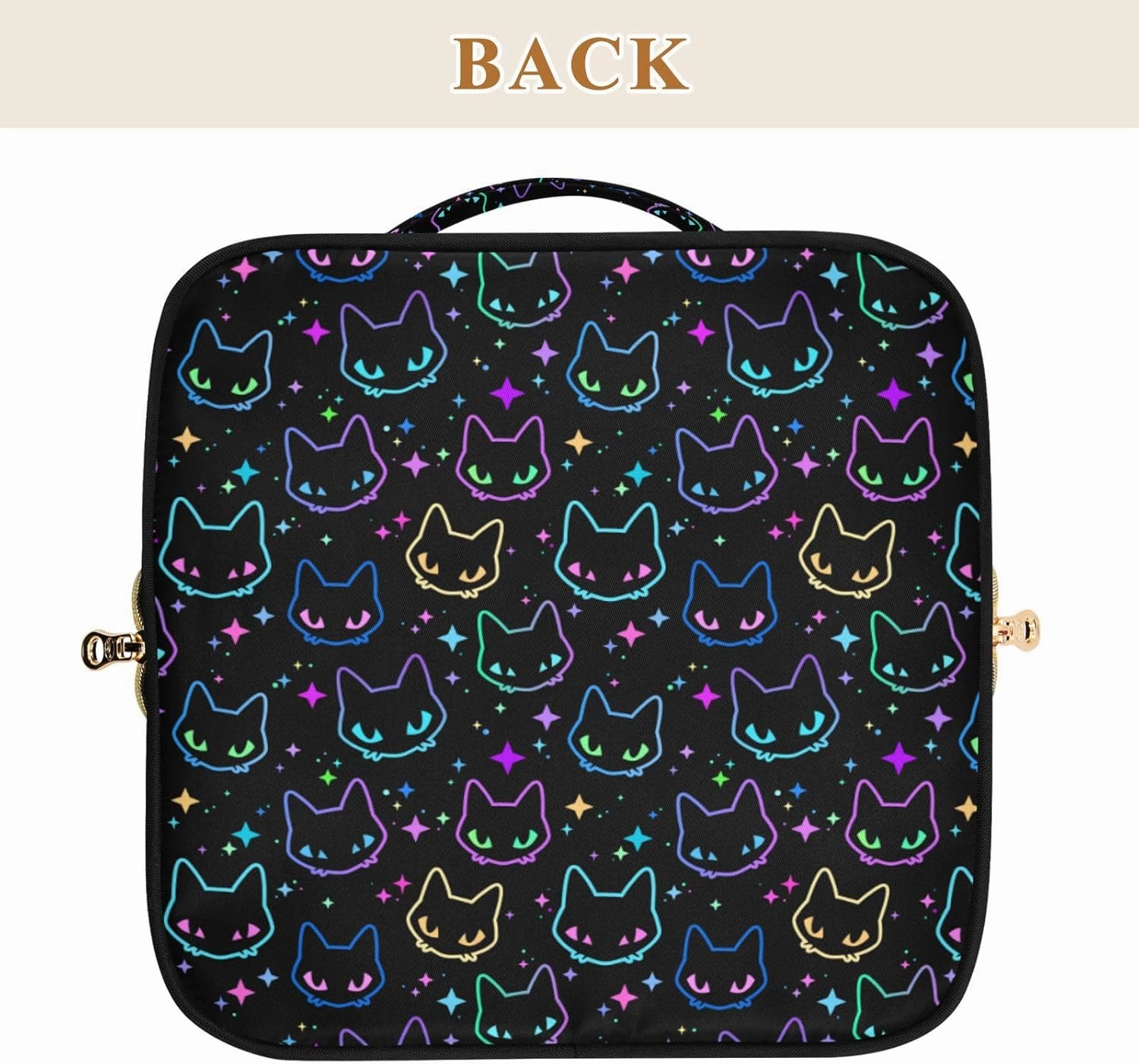 Makeup Organizer Bag, Colorful Neon Cat Heads Travel Makeup Bags Makeup Vanity Case Large Capacity Rhombus Cosmetic Toiletry Bag for Girl Women Ladies