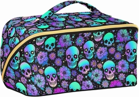 Makeup Organizer Bag, Funny Skulls Travel Makeup Bags Makeup Vanity Case Large Capacity Rhombus Cosmetic Toiletry Bag for Girl Women Ladies