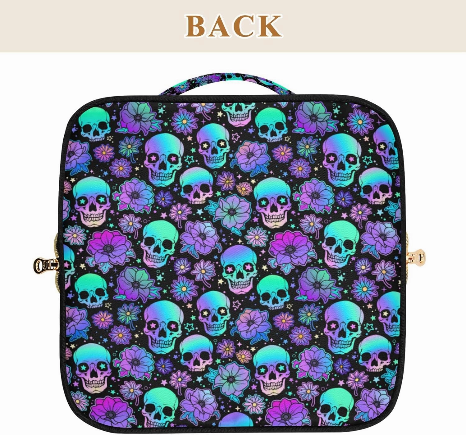 Makeup Organizer Bag, Funny Skulls Travel Makeup Bags Makeup Vanity Case Large Capacity Rhombus Cosmetic Toiletry Bag for Girl Women Ladies