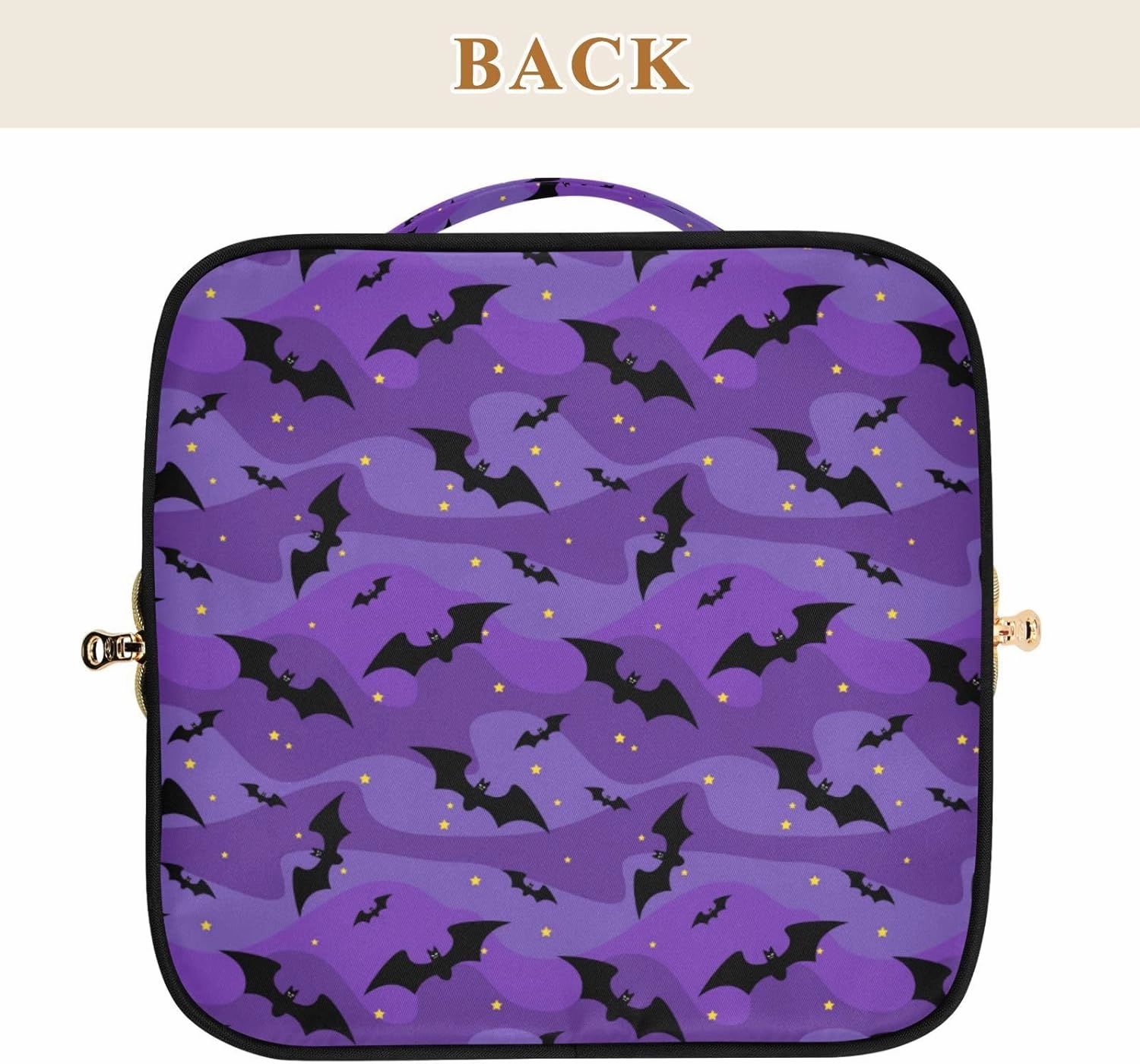 Makeup Organizer Bag, Halloween Black Bats Night Sky with Stars Travel Makeup Bags Makeup Vanity Case Large Capacity Rhombus Cosmetic Toiletry Bag for Girl Women Ladies