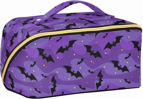 Makeup Organizer Bag, Halloween Black Bats Night Sky with Stars Travel Makeup Bags Makeup Vanity Case Large Capacity Rhombus Cosmetic Toiletry Bag for Girl Women Ladies