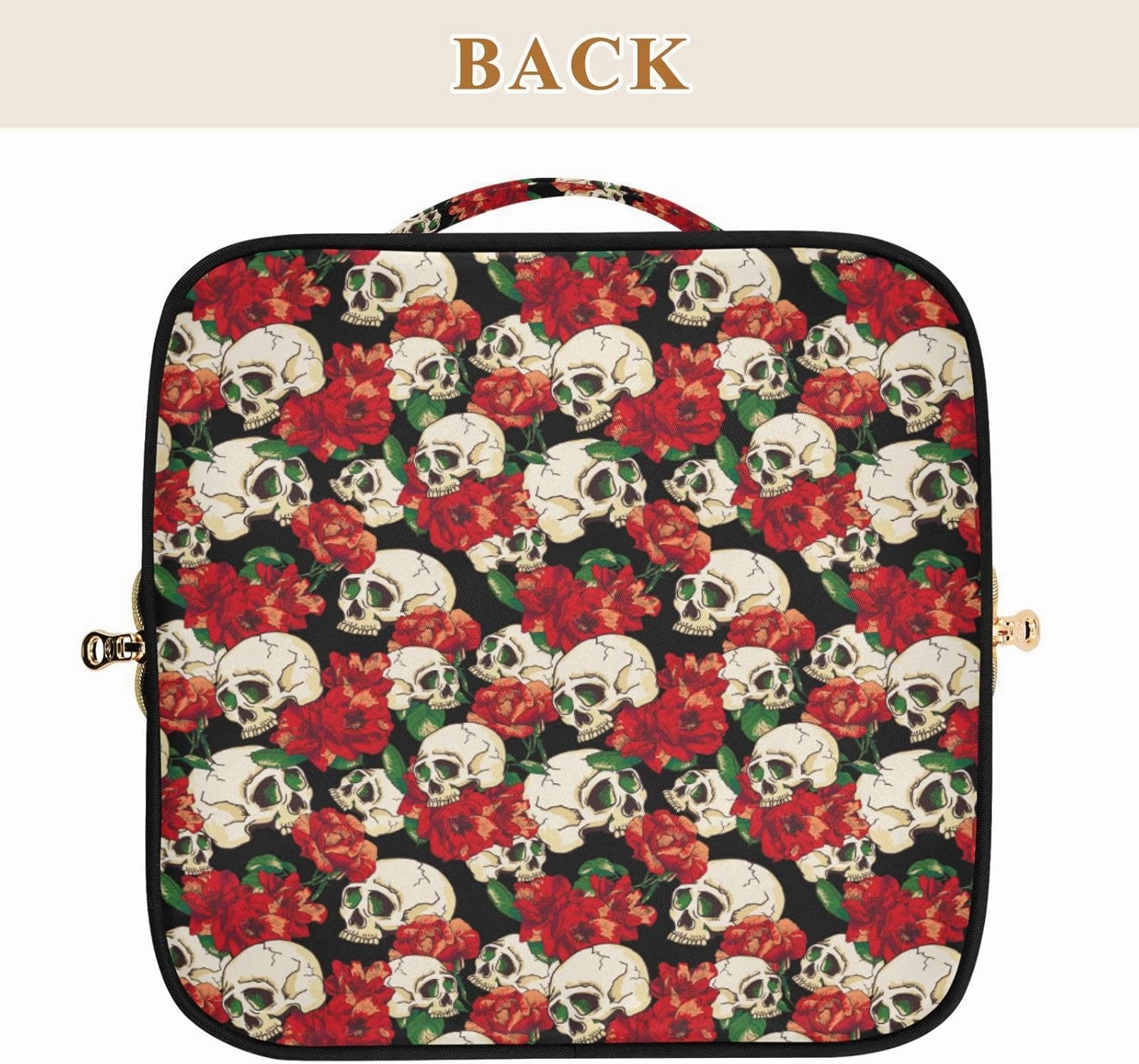 Makeup Organizer Bag, Skull and Flower Travel Makeup Bags Makeup Vanity Case Large Capacity Rhombus Cosmetic Toiletry Bag for Girl Women Ladies