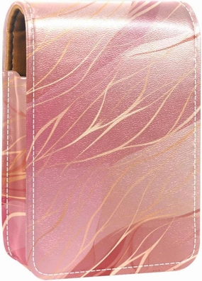 Makeup Organizer,Makeup Lipstick Case for Outside Mini Bag Travel Cosmetic Pouch,Abstract Marble Print Rose Gold
