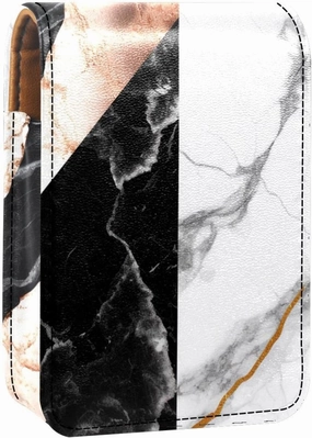 Makeup Organizer,Makeup Lipstick Case for Outside Mini Bag Travel Cosmetic Pouch,Black White Rose Gold Marble