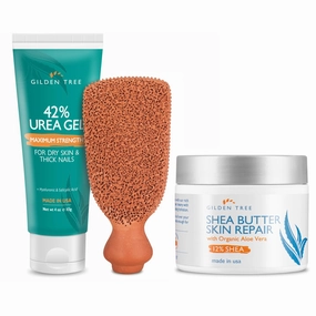 Max Strength 42% Urea Gel   Foot Scrubber   Shea Butter Cream Bundle