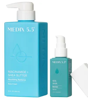 Medix 5.5 Niacinamide Nourishing Cream   10% Glycolic Acid Exfoliating Body Serum Set