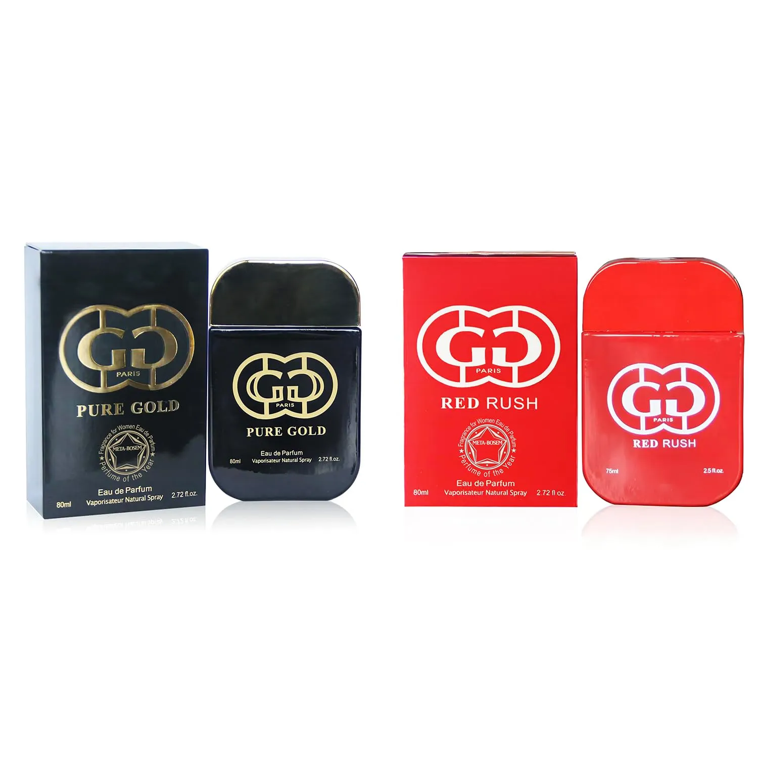 META-BOSEM Pure Gold Red Rush, 2-Pc Perfume Collection Fragrance for Women, Eau de Parfum Natural Spray - Fruity Notes, Each 3.4 Fl Oz, Total 6.80 Oz
