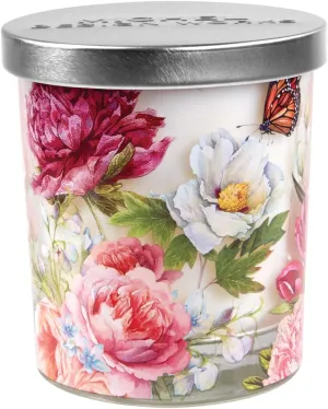Michel Design Works Scented Jar Candle with Lid, Blush Peony Scented and Themed, Featuring Over 30 Hours of Burn Time and Beautifully Detailed Atwork Applied Directly to The Candle Glass